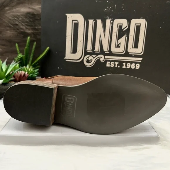 NIB Dingo Dan Post Madre Western Boots Harness Studs Cognac Leather - Picture 10 of 14